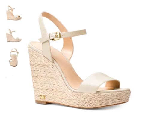 michael kors jill wedge light cream|Jill Logo and Leather Wedge .